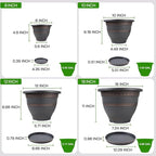 Usocik 4 Pack 16 Inch Large Plant Pots, Plastic Flower Pot for Indoor & Outdoor with Drainage Holes & Saucer, Plaid Pattern Planters Garden Pots for Herbs