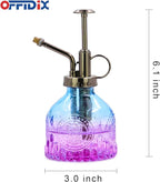 OFFIDIX Glass Plant Mister Spray Bottle, Mini Vintage Spritzer, Indoor/Outdoor Watering Can with Bronze Plastic Top Pump