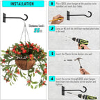 QIEGL 10inch Heavy Duty Plant Hangers Outdoor or Indoor Bird Feeder Hanger Shepherd Hooks 2pcs Black Metal Wall Hook for Hanging Plant Bracket, Lantern, Flower Basket, Wind Chimes