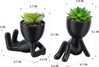 Fake Succulent, Mini Succulents Plants Artificial in Black Modern Human Shaped Ceramic Pots Desk Decor Desk Plant for Office Decor for Women, Cute Fake Plants Bathroom Decor 2PCS