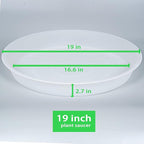 2 Pack of 19 inch Plant Saucer, 2.7" Depth Tray, Large Deep Garden Plastic Flower Planter Plant Trays for Indoors Outdoor Bath Bath (19", Clear)