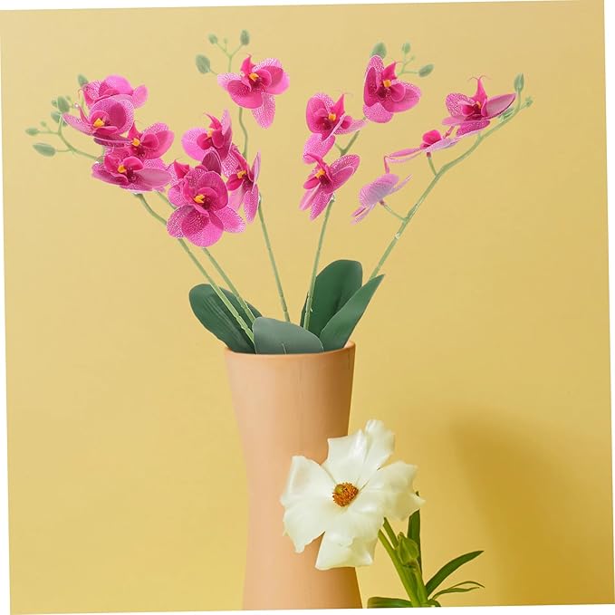 Real Touch Artificial Orchid Stems Purple Flowers for Living Room Decor