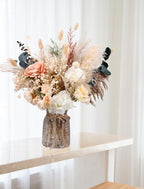 Luxury Floral Arrangement with Vase - Pampas Grass & Artificial Flowers for Kitchen Island, High End Centerpiece Decor, Coffee Table & Dining Table, Farmhouse Boho Home Decor with Dried Flowers
