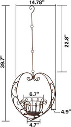 Hanging Plant Holder,Wrought Iron Heart Shape Plant Pot Holder, Indoor & Outdoor Hanging Planters Holder for Patio, Porch, Bedroom, Living Room（Raw Embroidery Color）