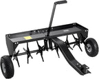 VEVOR Tow Behind Plug Aerator, 40-Inch Tow Behind Lawn Plug Aerator with Universal Hitch, Pull Behind Aerator with Iron Spikes Alternately Arranged, Lawn Aerator Tow Behind for Gardens, Lawns, Farms