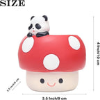 EOBTAIN Cute Mushroom Planter Pots,Unique Animal Panda Red Resin Succulent Small Pots for Indoor Plants,Mini Cactus Planter Pots Living Room Office Table Decor,Mushroom Lover Gifts,4 Inch