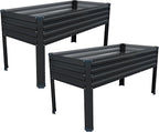 Galvanized Raised Garden Bed with Legs,2PCS 48×24×30in Elevated Planter Box for Backyard,Garden, Patio, Balcony, 350lb Capacity,Planters for Outdoor Plants,Black