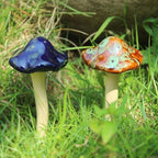Danmu Garden Decor, 4pcs (Random Color) Ceramic Mushroom for Garden, Yard, Fairy Garden - Lawn Ornament Décor, Pottery Ornament 4.52" in Height