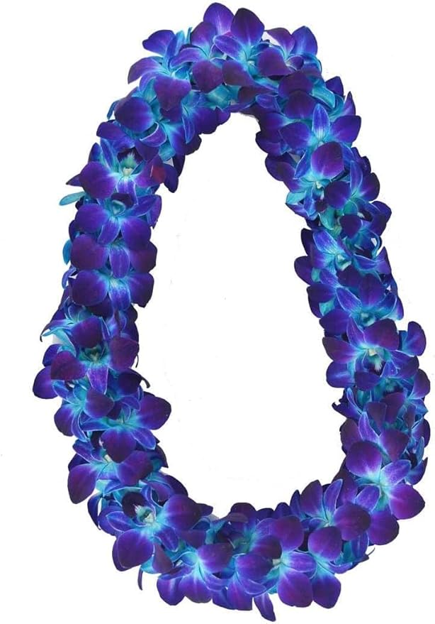 Miami Fresh Orchid Flower OrchidClub USA Sunne Tropical Loose Bloom DIY Lei Food Drink Decoration (50 BLUE 50 PURPLE)