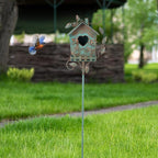 DREAMSOUL 48" Rustic Bird Houses for Outside Metal Bird House Pole, Decorative Green Birdhouse for Patio, Yard, Garden
