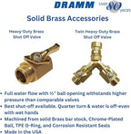 Dramm Heavy Duty Brass Shut Off Valve with Full Water Flow, Male to Female Threads, Quarter Turn Off Position, Corrosion Resistant Seals, Brass (Pack of 6)