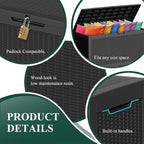 PatioZen 120 Gallon Resin Deck Box, Lockable Weatherproof Outdoor Storage Box for Furniture, Garden Tools and Tools Storage, Waterproof Outside Storage Boxes - Black