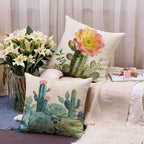 Watercolor Cactus Succulent Pillow Covers 18x18 Inch Set of 4, Colorful Tropical Plant Floral Cactus Cushion Cases, Summer Botanical Flower Throw Pillow Covers,for Sofa Living Room Decor (Green)