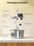 Voluas Stainless Steel Wireless Cat Water Fountain: 3.2L/108oz 3-Modes Pet Drinking Fountain Indoor Cordless Motion Sensor with Pet Water Dispenser Bowl with Water Level Window, BPA-Free, 4Filter
