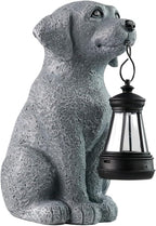 Solar Dog Garden Statues with Solar Lantern，Dog Figurines for Yard Patio Lawn Balcony Ornaments - Birthday Housewarming Garden Gifts for Mothers Day, Grandma
