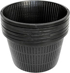 8.5-Inch Round Aquatic Plant Baskets - 6 Pack Durable Black Plastic Mesh Pond Containers for Live Aquarium Plants, Pond Planting & Hydroponic Pots