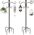 AOMGD 2 Pack 76 Inch Adjustable Double Shepherds Hooks for Outdoor Heavy Duty, Two Sided Garden Bird Feeder Pole for Hanging Plant Baskets, Solar Lights, Weddings Decor