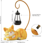 WSgift Outdoor Cat Figurine Garden Statue with Solar-Powered LED Light 13.77 Inches Tall Gift Garden Statue Decor for Cat Lovers Yellow