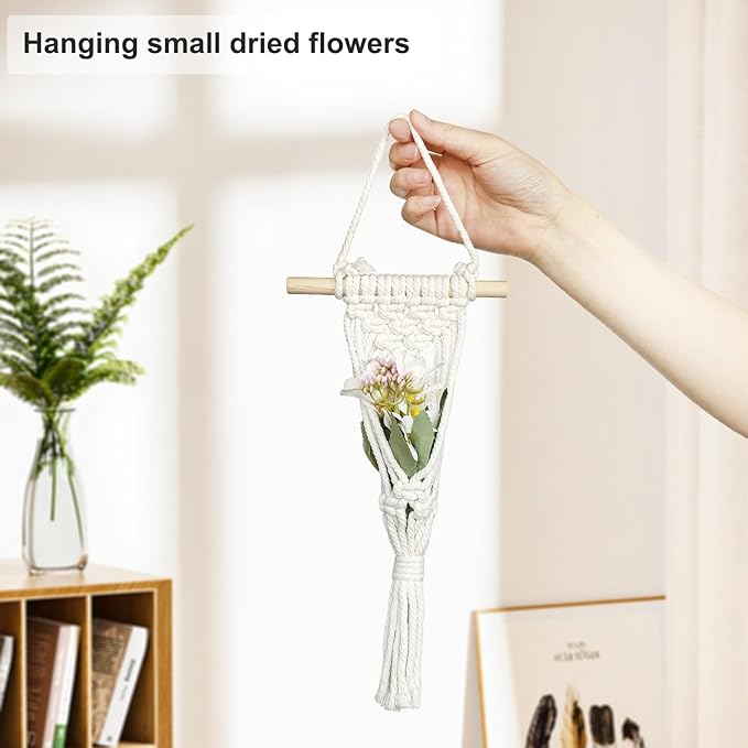 Belit 4 Pack Air Plants Holders, Wall Hanging Air Fern Stand, Macrame Plant Hanger with 4 Hooks for Home Decoration (NO Plant Included)