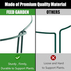FEED GARDEN 8 Pack Plant Support Stakes, Peony Cages and Supports, Metal Garden Plant Stake(10" Wide x 24" High) Green Half Round Plant Support Rings for Outdoor Indoor Plants, Tomato, Hydrangea