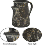 Vintage Pitcher Vase Rustic Farmhouse Vase for Flowers Vintage Metal Milk Jug Small Decorative Pitcher Shabby Chic Decor for Home, Kitchen, Bathroom, Brown