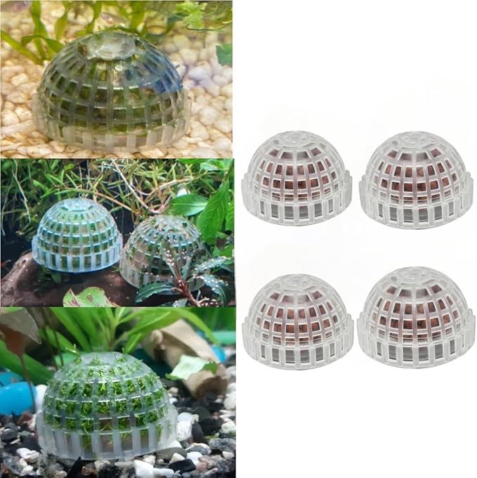 4 Pack Aquarium Moss Ball Shape Holder, Fish Tank Moss Ball Live Plants Shaping Filter Planter, Exotic Moss Accessory Decor Ornaments for Aquarium Shrimp Betta Fish Tank
