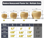 Plant Pots, Modern 3D Printed Honeycomb Planters for Indoor Plants, 4.7/6/8 Inch Wood Decorative Flower Pot for Office Desktop, Bookshelf & Home Decor, Lightweight & Durable