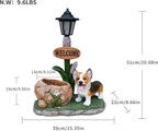 Animal Outdoor Statue Planter Solar Light Welcome Garden Sculpture Resin Flower Pot Decorative Porch Patio Yard Lawn Entryway Figurine with LED Lamp Rustic Plant Holder Ornament Courtyard (N)