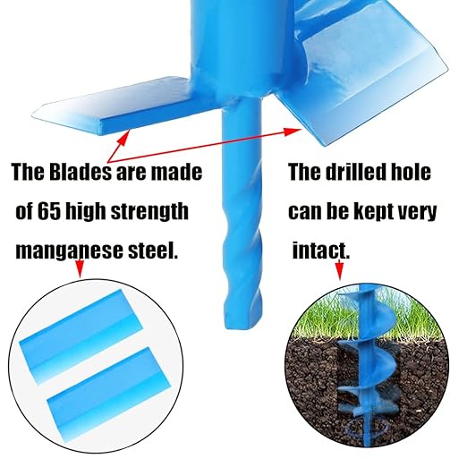 16" x 4" Upgraded Auger Drill Bit with Sharp Thickended Blades and Tungsten Steel Cemented Carbide - Ice Augers for Ice Fishing Intensive Blades for Planting for 3/8" Hex Drive Drill