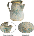 Vintage Pitcher Vase Rustic Farmhouse Vase for Flowers Vintage Metal Milk Jug Small Decorative Pitcher Shabby Chic Decor for Home, Kitchen, Bathroom, Gray
