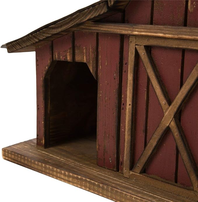Glitzhome Bird Houses for Outdoors, 20.67" H Rustic Wooden Bird House Barn Design Hand Painted Birdhouse Extra-Large Bird Houses for Outsides