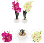 Alipis Artificial Phalaenopsis Bonsai Set 2pcs, Four-Head Simulation Orchid Flowers, Decorative Artificial Flowers for Living Room Home Decor, Floral Arrangement Accessories