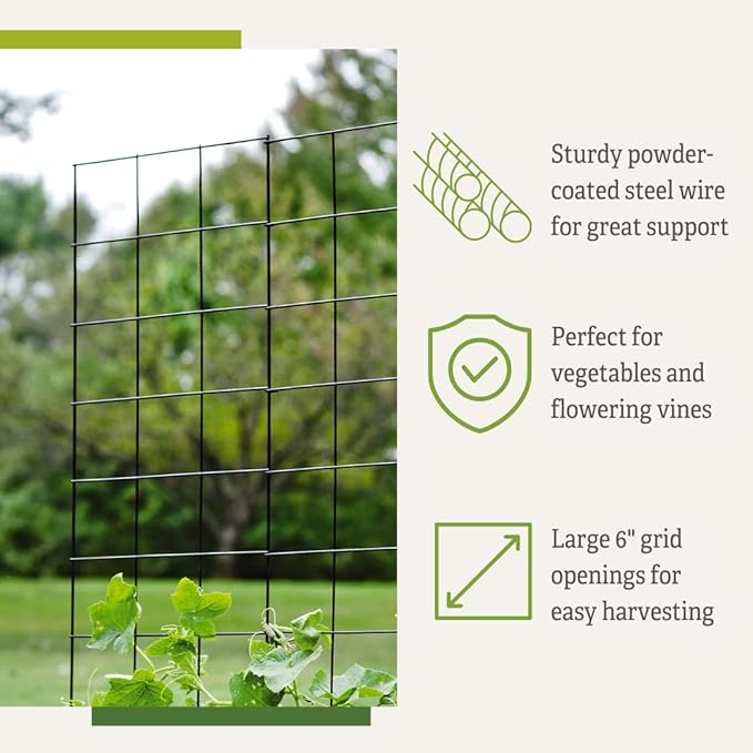 Gardener's Supply Company Two Panel Folding Trellis | Sturdy & Tall Metal Frame for Outdoor Garden Plant Support Climbing Flowers and Vegetables | 35-1/2"W x 58" H