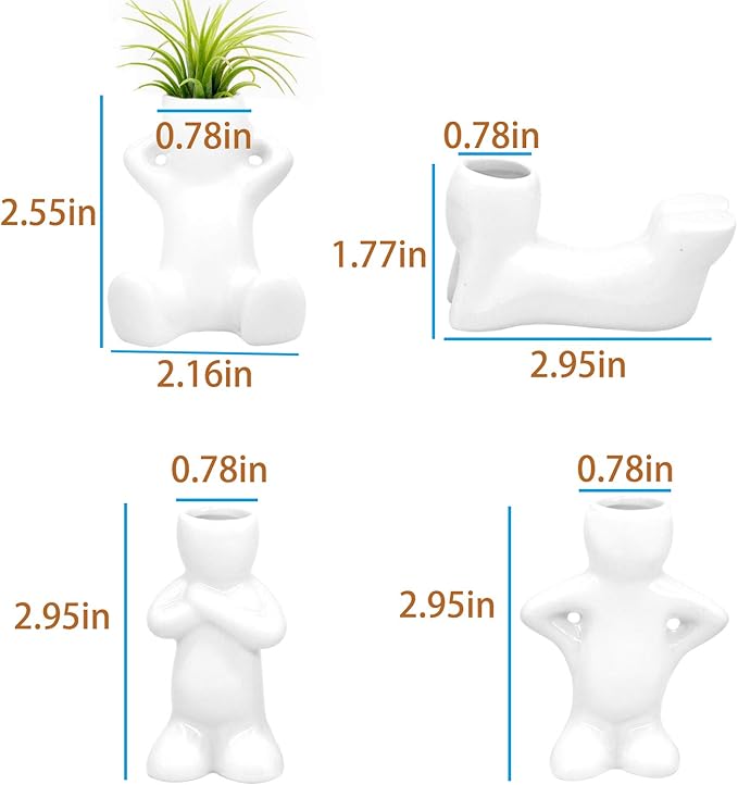 Together-life 4 Pack Ceramic Air Plant Holder, Cute Air Planter Table Top Display Planters for DIY Planting Home Office Decoration Supplies