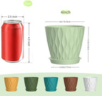 4 Inch Plant Pots, 6 Pack Indoor Flower Pots, Planters with Drainage Holes and Trays for Orchids, Violets, Succulents, Herbs, and Other Plants,Corolful