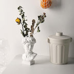David Statue Vase - 6 Inch Greek Bust Head Aesthetic Planter White Home Decor Roman Style Resin Succulent Flower Planter Pot Sculpture Brushes Holder Makeup Pen Holder