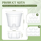 Wonderjune Self Watering Pots for Indoor Plants with Deep Reservoir and High Drainage Holes for Outdoor Plants and Flowers, Bare Root Planter(5.91'',Clear,9 Pcs)