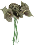 uxcell 8Pcs 11inch Artificial Anthurium Lily Flowers, Permanent Flower Bouquet for Home Arrangements Wedding Festival Decoration Crafts Store Decor Accessories, Grass Green
