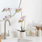 Fake Orchid in Vase Artificial Orchids That Look Real with Pot Artificial Flowers for Home Decor (Pink)