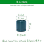 D'vine Dev 3.5 Inch Ceramic Planter Pot with Drainage Hole and Saucer, Indoor Cylinder Round Planter Pot, Teal, 94-O-A-9