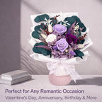 Bonsion Preserved Flowers for Delivery, Purple Rose Bouquet Gift for Women and Mom, Long Lasting Floral Arrangement for Birthday & Anniversary
