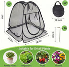 Plant Covers Pop up Gardening Net Cover,Insect Bird Barrier Netting Mesh Plant Netting Pest Guard Cover with Zip Entry for Plants, 2-Pack, Black (Black- 2 Packs)