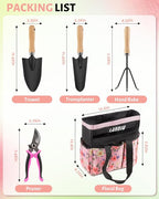 Pink Gardening Tools, Garden Tool Set for Women,5 Piece Womens Gardening Kit with Floral Garden Bag,Gifts for Wife (5-Piece Pink)