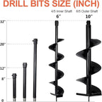 DC HOUSE Post Hole Digger, 52cc 1800W Gas Powered Earth Auger Earth Digger, Auger Post Hole Digger with Two Drill Bit 6" & 10" and Extension Rods, for Fence, Farmland and Garden, EPA Certified