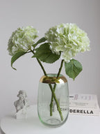 Buart 3PCS Long Stem Big Size Flowers Artificial Silk Hydrangea Lifelike Flowers Real Touch Green Artificial Flowers Wedding Shower Bride Bouquets Office Living Room Table Decorations (21 Inch)