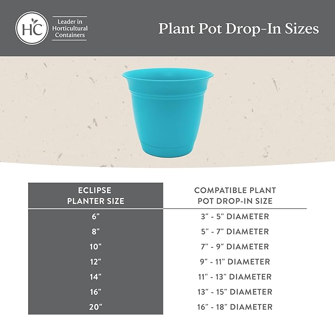 The HC Companies 20 Inch Eclipse Round Planter Pots with Drainage Holes & Attached Saucer, Lightweight UV-Resistant Plastic Indoor & Outdoor Planters, 2-Pack Flower Pots for Garden & Home Decor, White