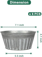 vensovo 7 Inches Silver Metal Rustic Plant Pots - 6Pcs Shallow Galvanized Planters with Drain Hole and Rubber Plug, Rustproof Tin Bucket Succulent Pot Indoor Farmhouse Vintage Style for Decor
