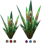 Jesokiibo 2pcs Tequila Sculpture Metal Agave Plant Home Decor Rustic Hand Painted Figurines Yard Decorations Lawn Ornaments（Multi-Color LED Solar Light Green） (Green)
