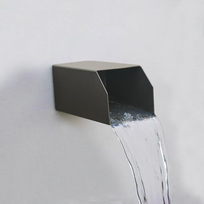 PONDO 4" Square Water Fountain Spout, 316 Stainless Steel Spillway Waterfall Accent Scupper with Integrated Spray Baffle for Landscape Decor, Ponds, Pools, Water Walls, Fountains (Dark Brown)