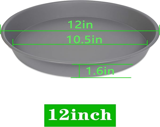 VUWEZ 6 Pack of 12 inch Plant Saucer, Plastic Plant Saucer 12" Round, Plant Saucers for Indoors, Plant Water Tray, Plant Trays for Pots, Planter Tray, Plant Saucers for Planter 11-13" (12", Gray)